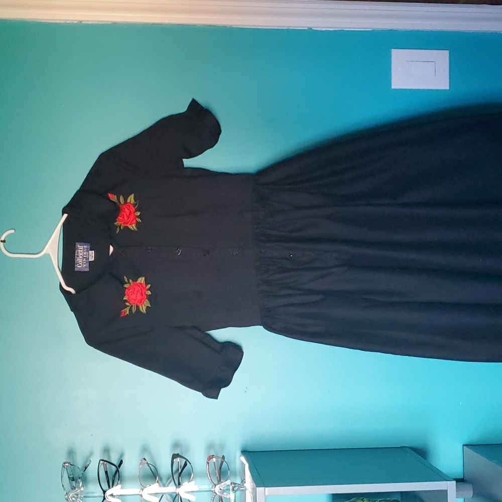 Collectif Rose Embroidery Shirtdress UK12/US8/M